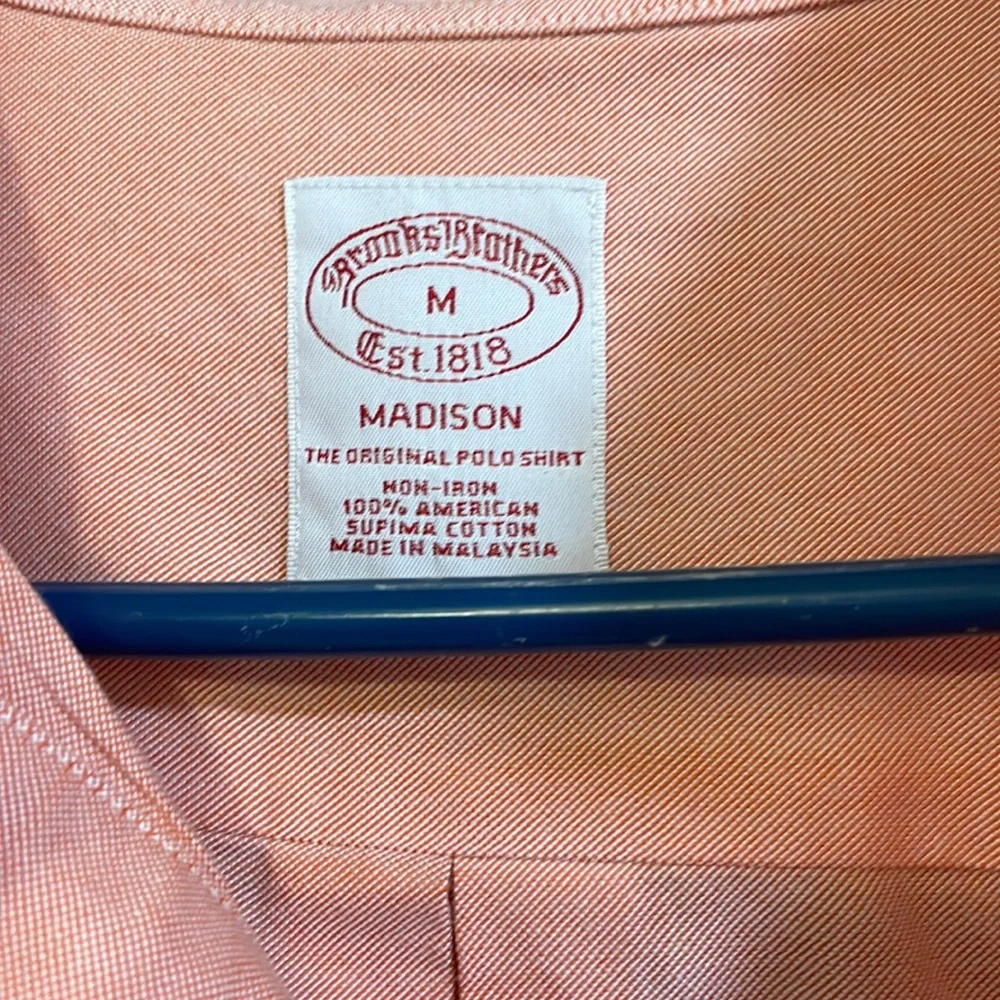 Brooks Brothers Madison Fit Shirt Button Down Solid Coral Color - Picture 2 of 8